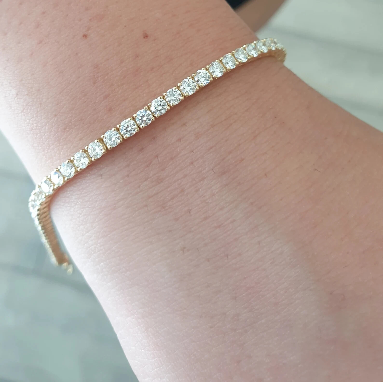 Women’s Day 6.60Ct Round Natural GH/VS Diamond Tennis Bracelet 14K Yellow Gold