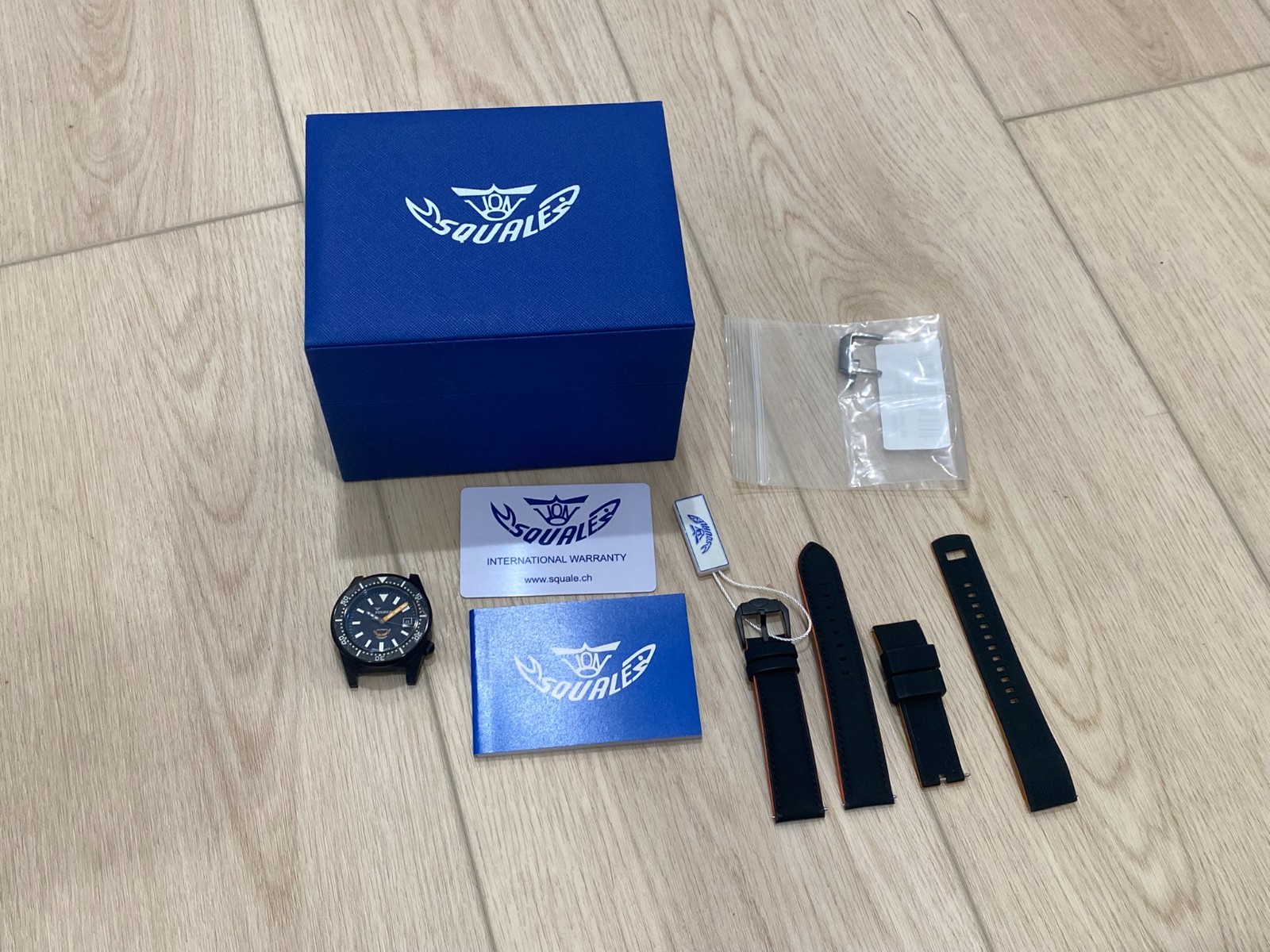 Squale T183 Forged Carbon Dive Watch Full Kit with Orange Accents