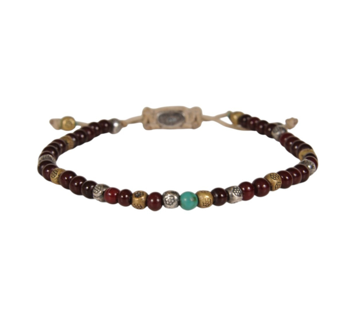 M Cohen By Maor Bead Bracelet 925 Silver Burgundy Red Turquoise Silver