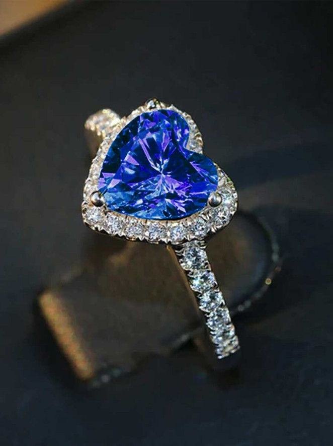 Fashion Women Luxury Heart Shaped Cubic Zirconia Wedding Engagement Ring Jewelry