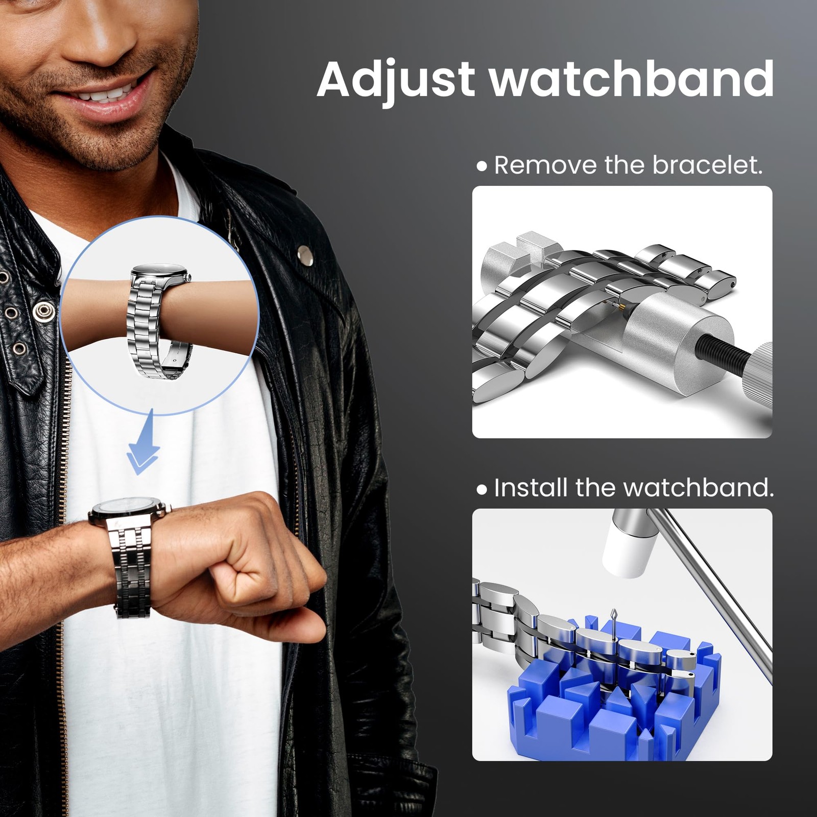 JOREST Watch Repair Kit for Battery Replacement & Link Removal, Resizing Blue