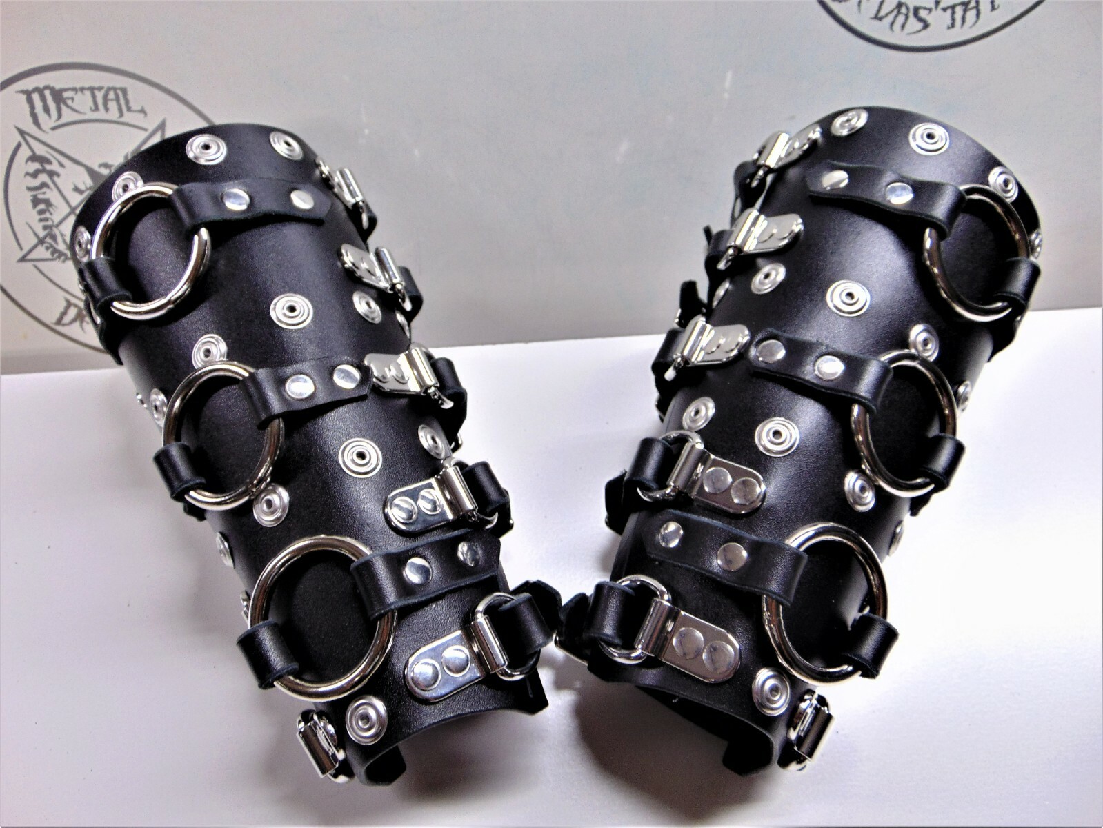 LEATHER STRAPS GAUNTLETS. BLACK METAL …(MDLG0029)…. AGALLOCH’S