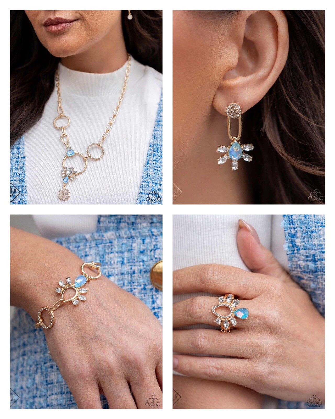 Paparazzi jewelry Fiercely Fifth Avenue May Fashion Fix Set – Gold & Blue Gem