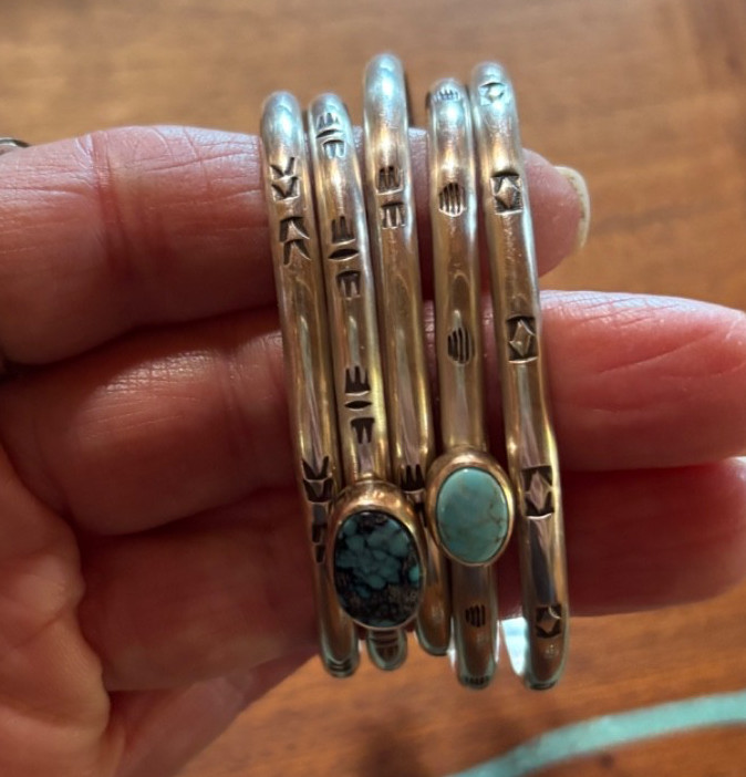 Sterling and Turquoise Bracelet Stack/Artisan Amber Vavro
