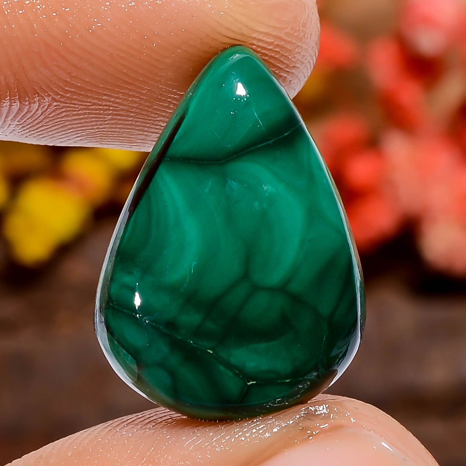 Natural Malachite Pear 18Ct Green 20X14X4mm Stone Silversmith Loose Gemstone