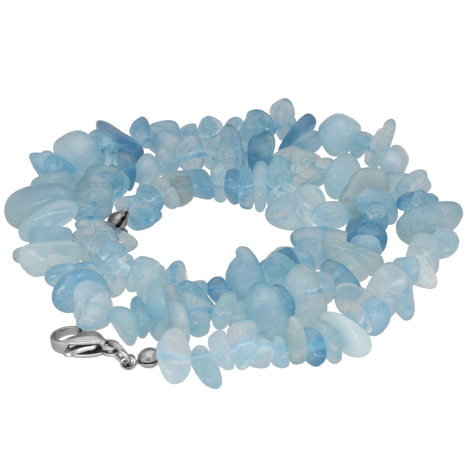Aquamarine Blue Sliver Necklace | 45cm | Sterling Silver