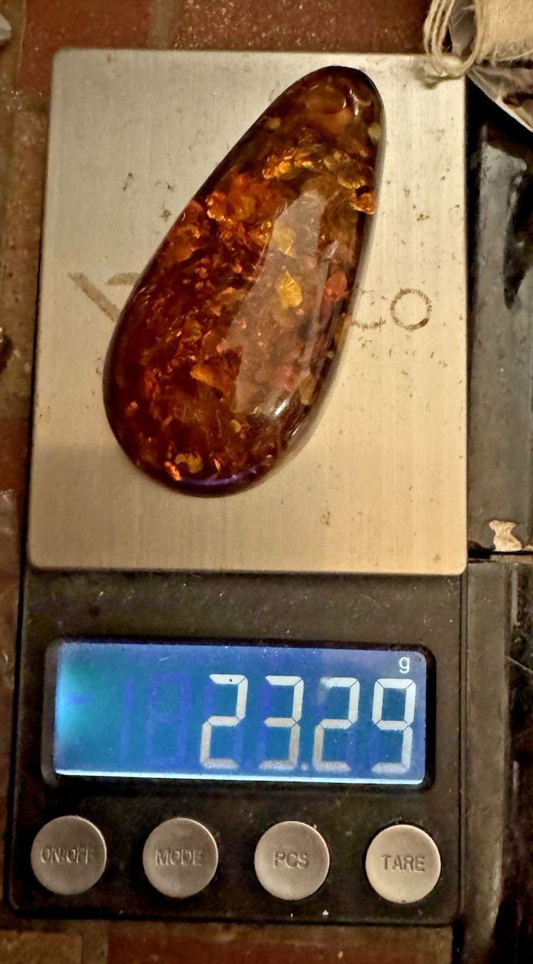 Large 2 3/4″ Beautiful Baltic Amber Pendant on Cord Necklace 23 Grams 24″
