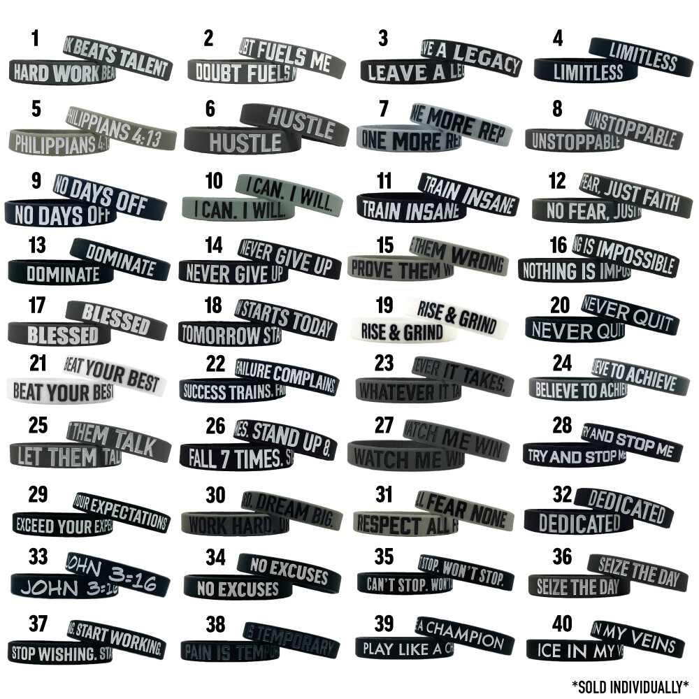 MOTIVATIONAL WRISTBANDS – Wear Your Motivation! 75 Options – 3 Sizes!