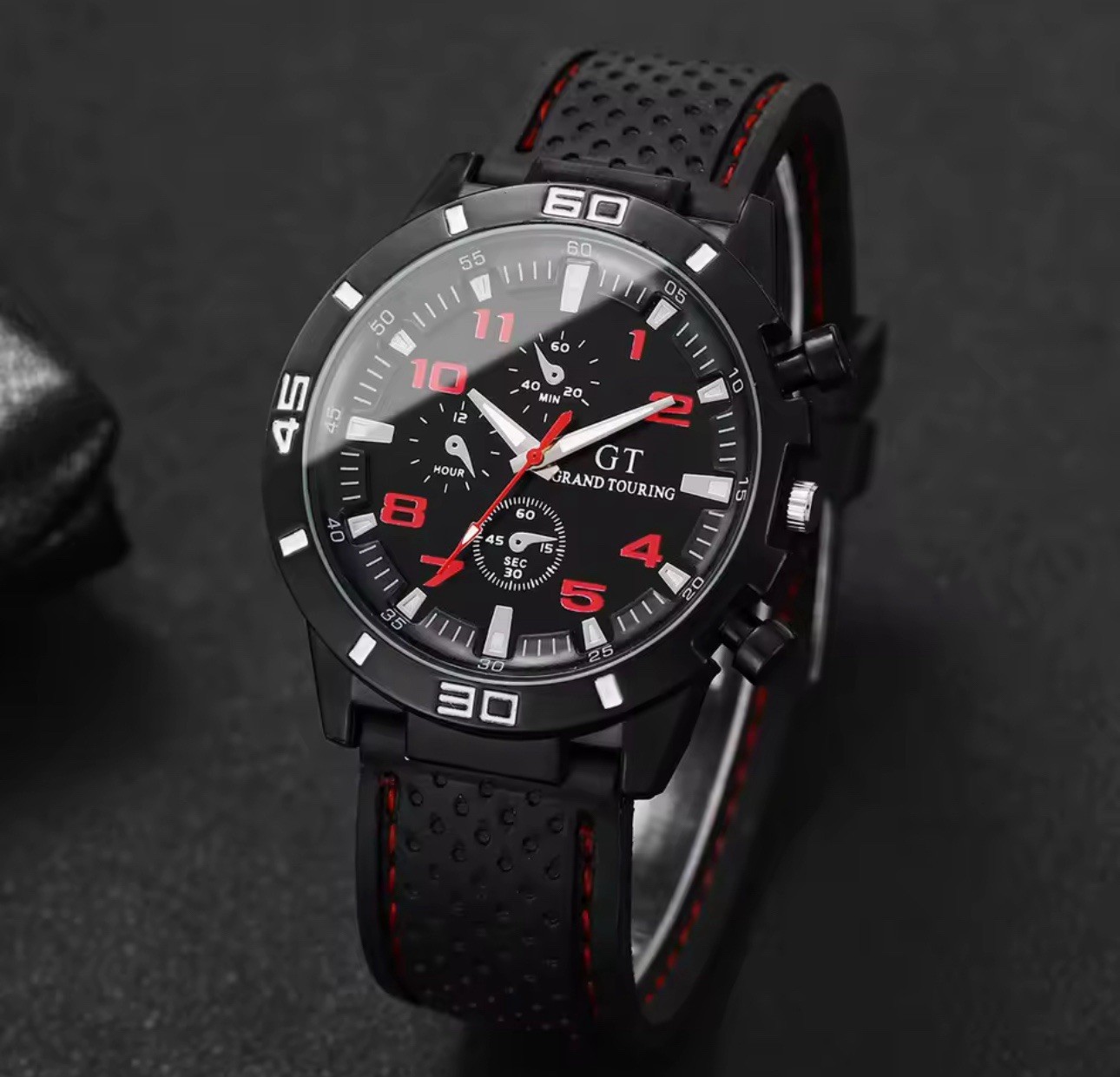 GT Grand Touring Men’s Quartz Chronograph Analog Watch Black Dial 44-47.9mm 3ATM