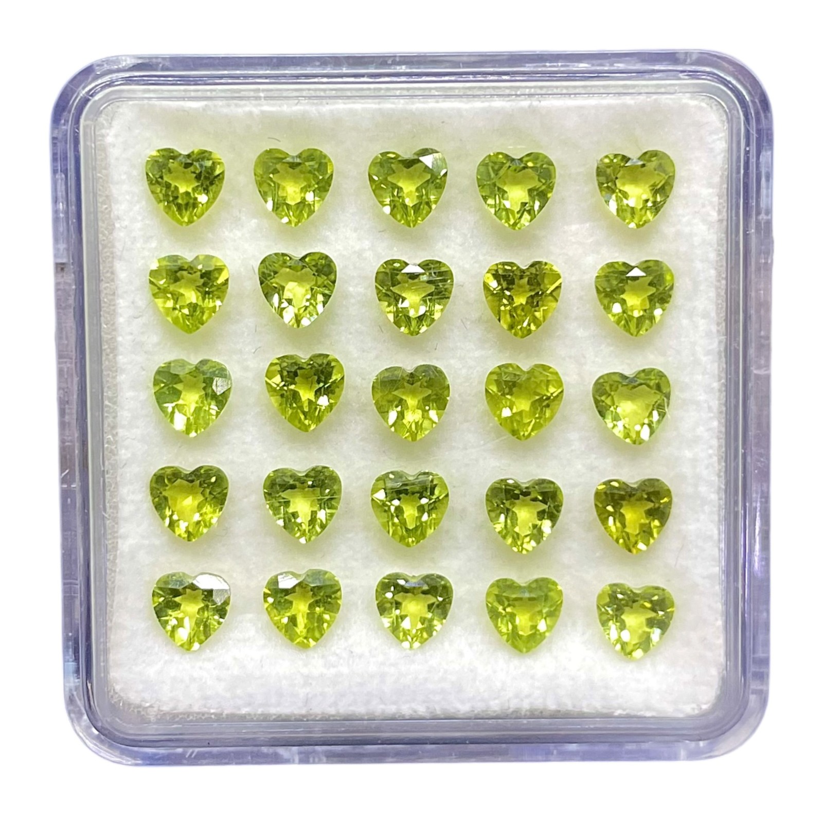 25 Pcs Natural Peridot 4mm Heart Cut Untreated Top Green Loose Gemstones Lot