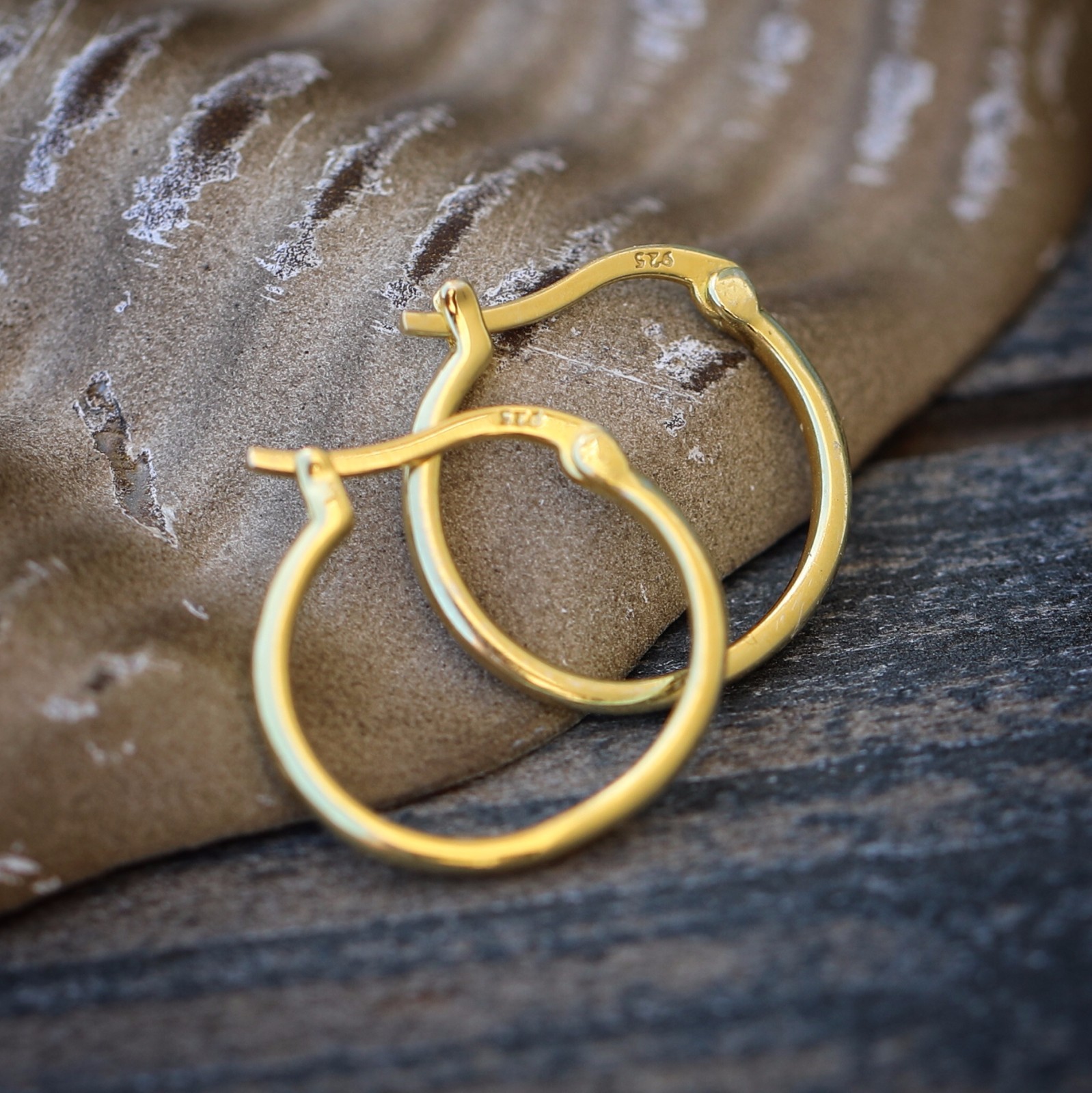 High Quality Gold Plated Men’s 925 Sterling Silver Solid Huggie Hoop Earrings