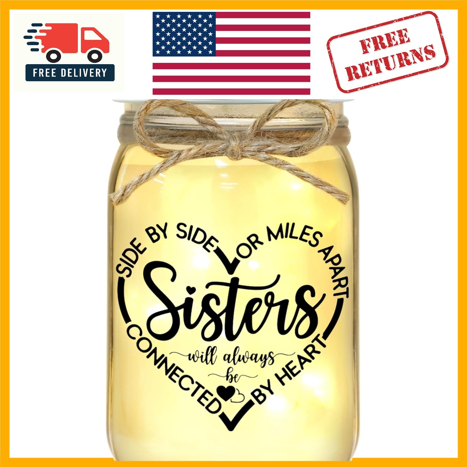 Heartwarming Sister Mason Jar Gift with Light – Perfect for Every Occasion