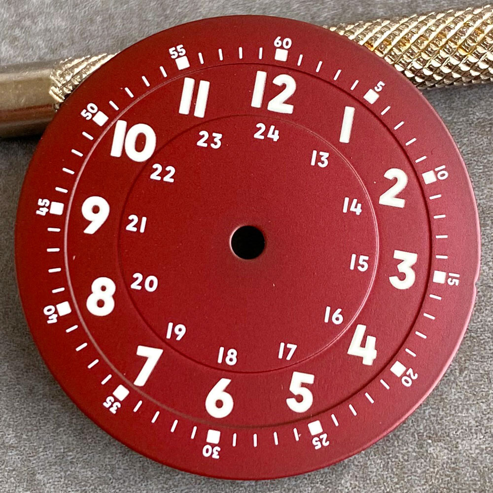 Brownish Red Field Watch Dial 29mm Luminous Marks Fit NH35 NH36 NH38 ETA 2824 PT