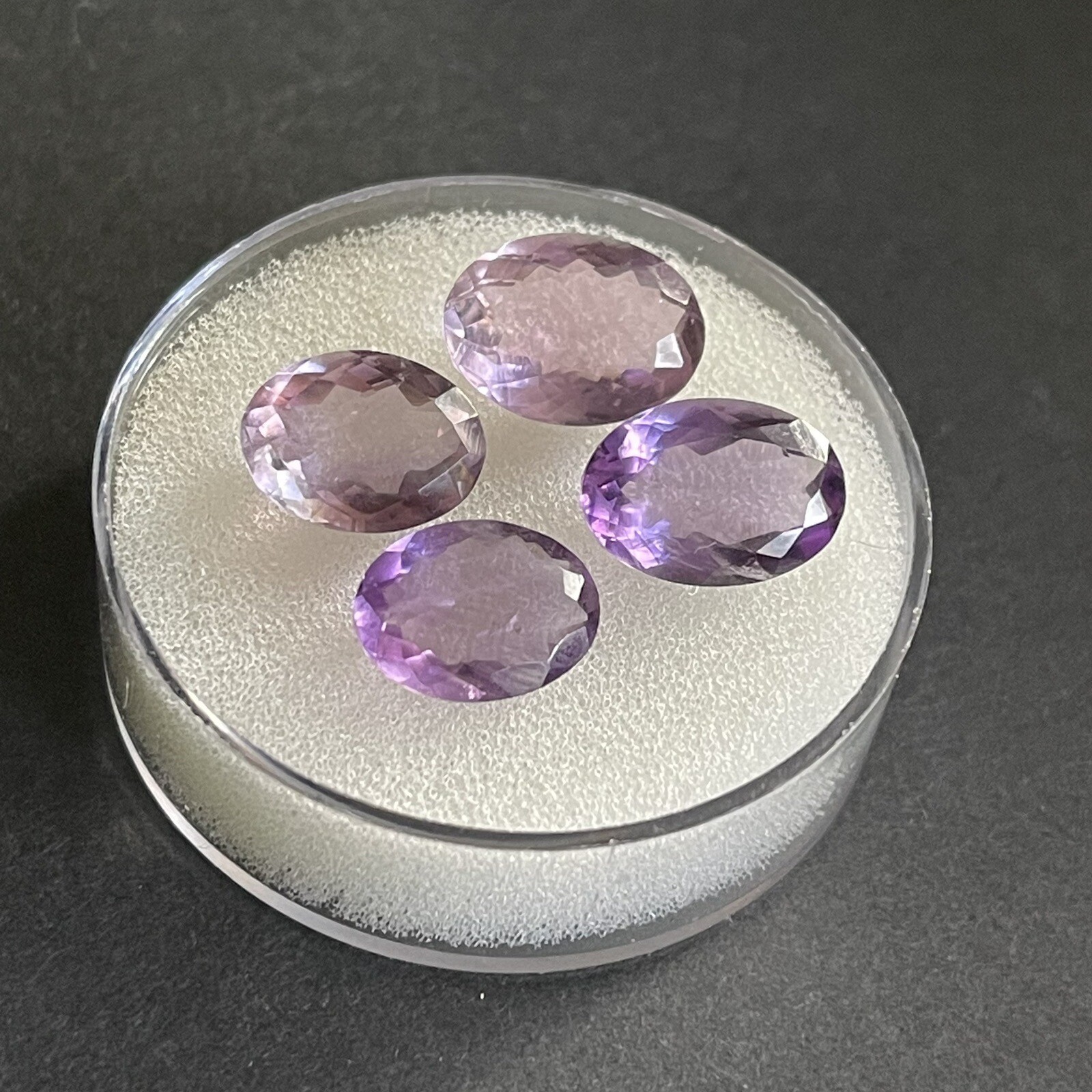 18.25ct 12.6-14.2mm 4pc Lot Purple Amethyst Oval Faceted Cabochons Gems