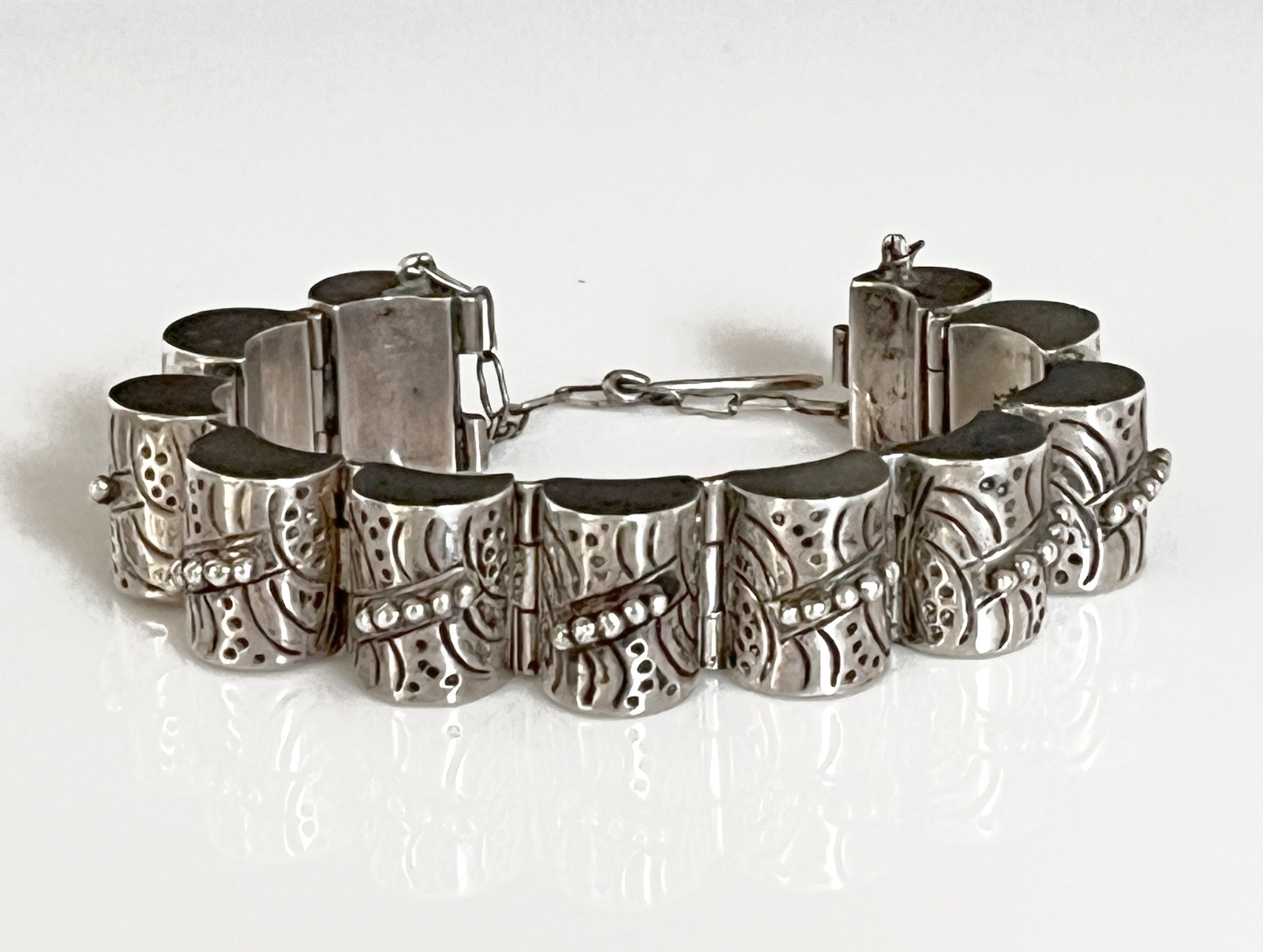 VTG 1960’s TAXCO 925 Sterling Silver Heavy Link Bracelet – Fits Up To 6 1/4″