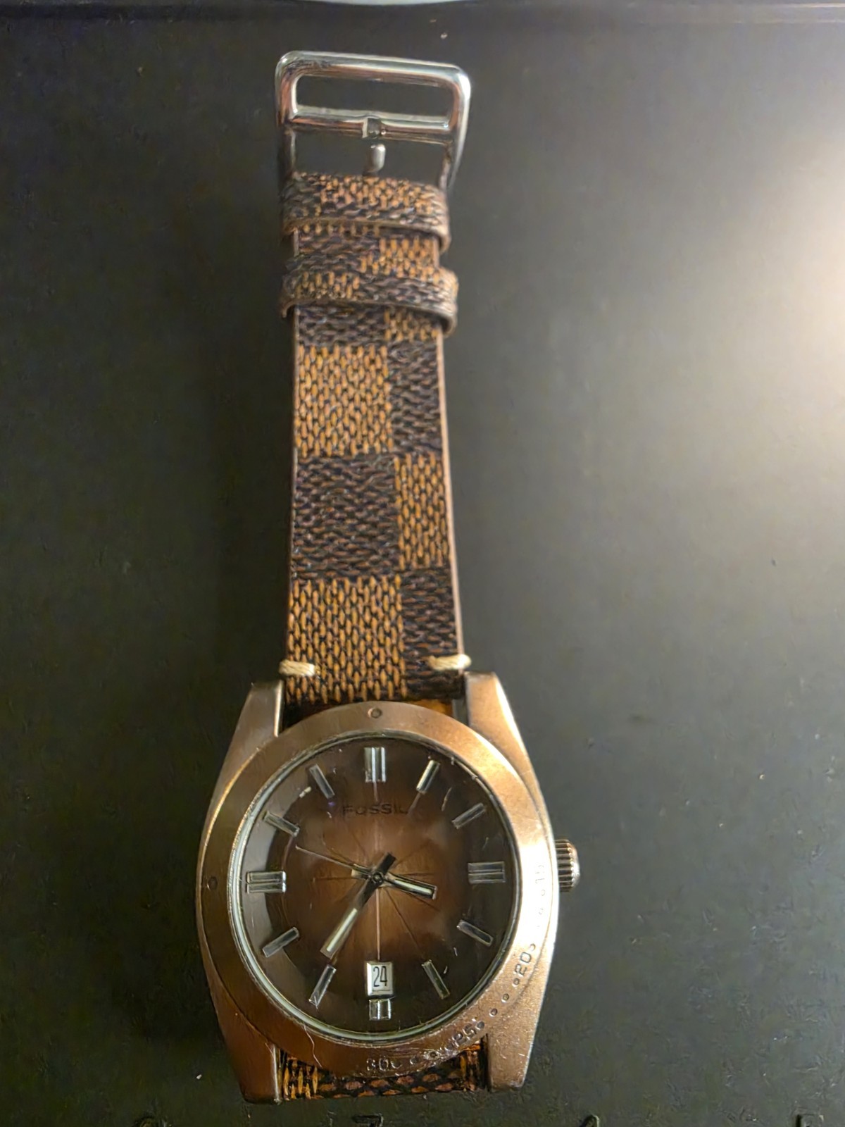 Fossil JR-9040 Men’s Quartz Date 50m Brown Sunburst Dial Leather Strap 40mm