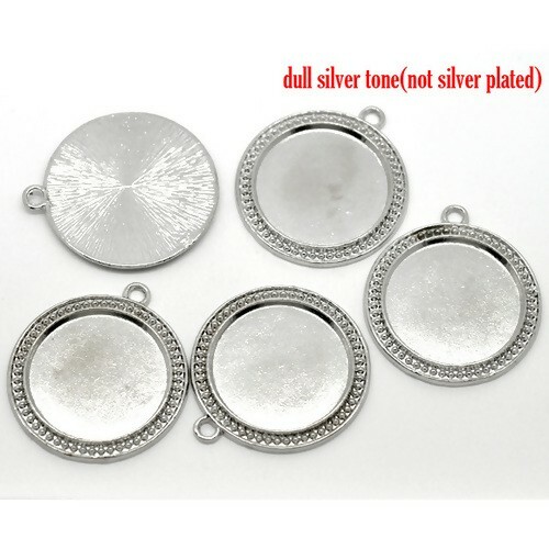 10pc 30mm Round Cabochon Base Setting Pendants Glamorous Silver Tone resin mold