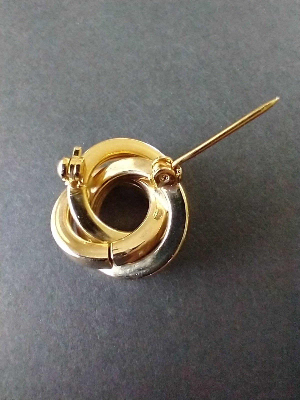 Three, Entwined, Gold Circles, Pin, Broach, Jewelry, Women, Dress, Formal