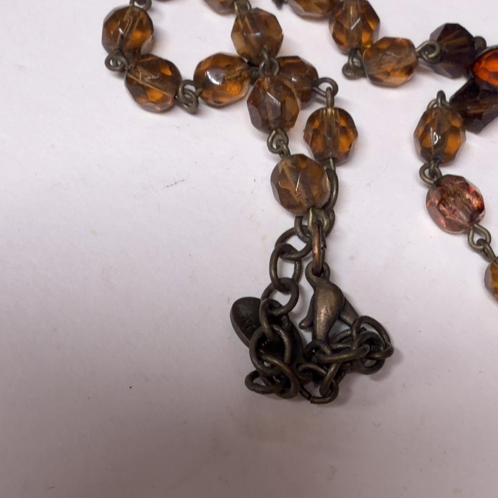 ROBERT ROSE Amber Beaded Necklace Statement Geometric Pendant