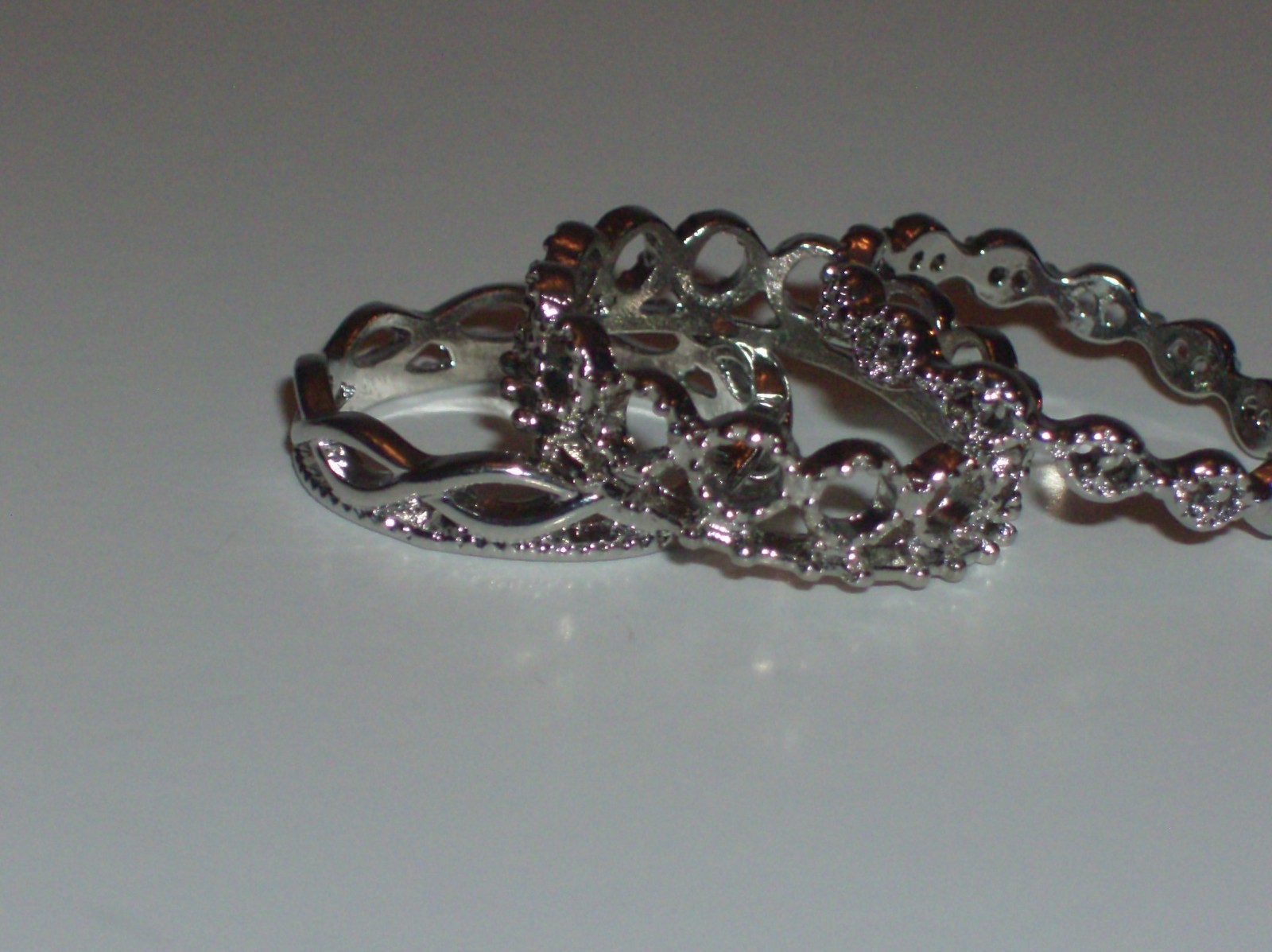 8 Pc. Silvertone Unique Band Variety Ring Lot-Sizes 7, 8, 8.5, 9 & 9.5
