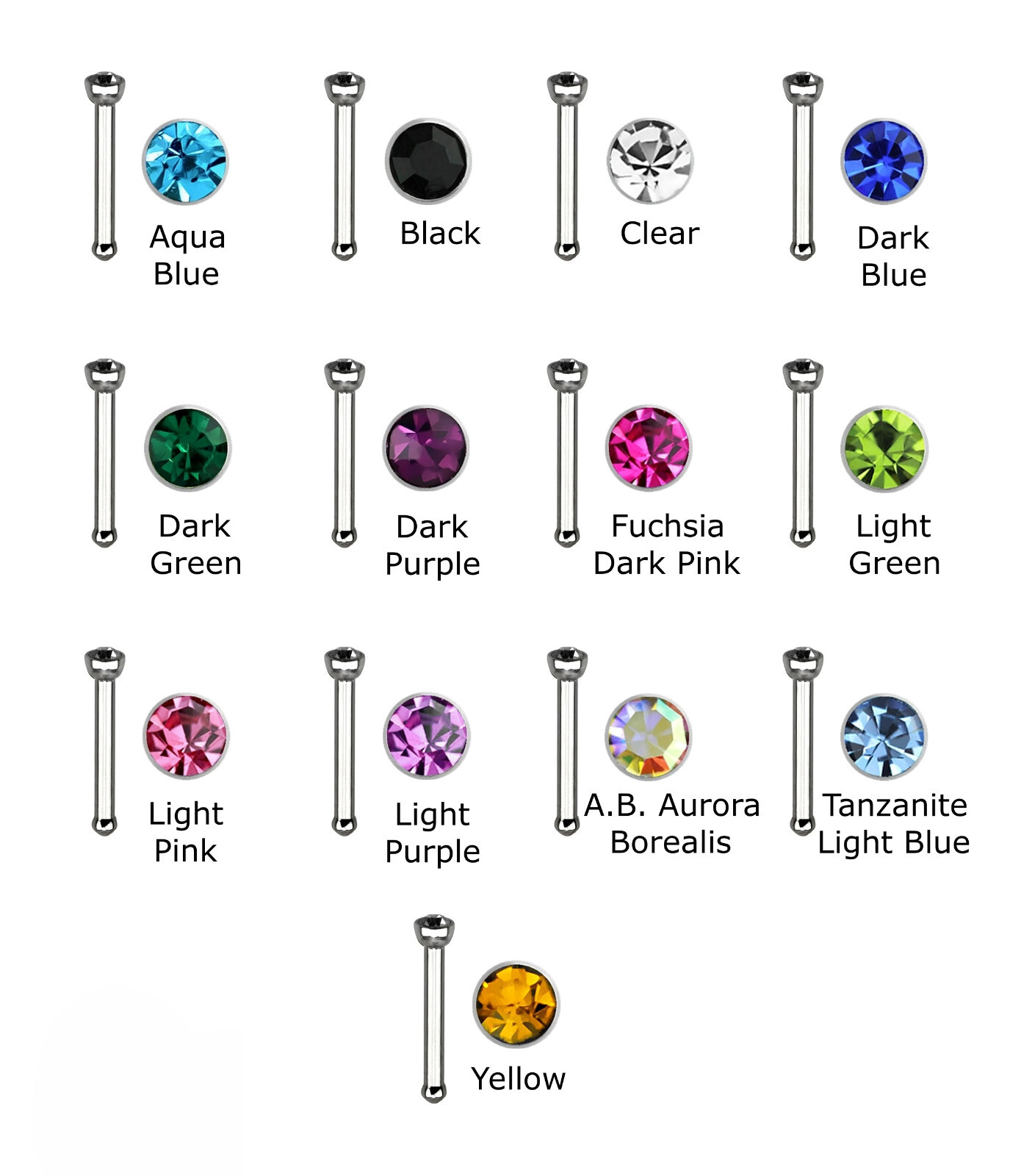 20G AB AURORA BOREALIS NOSE BONE 316L Surgical Stainless Stud Ring Piercing 1372