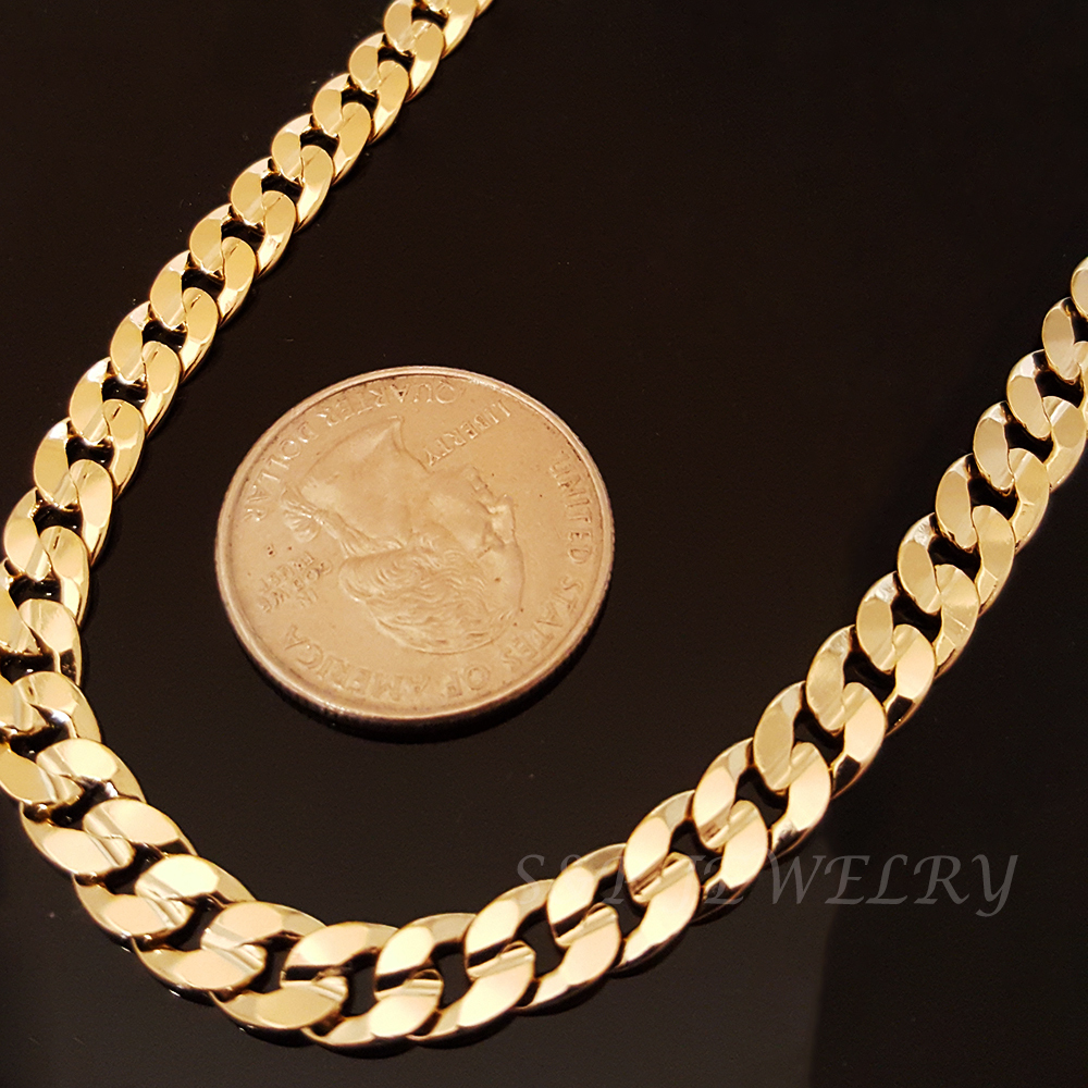 14K Stamped Gold Plated Brass Hip Hop Style 7mm 20″ 24″ Cuban Chain Necklace