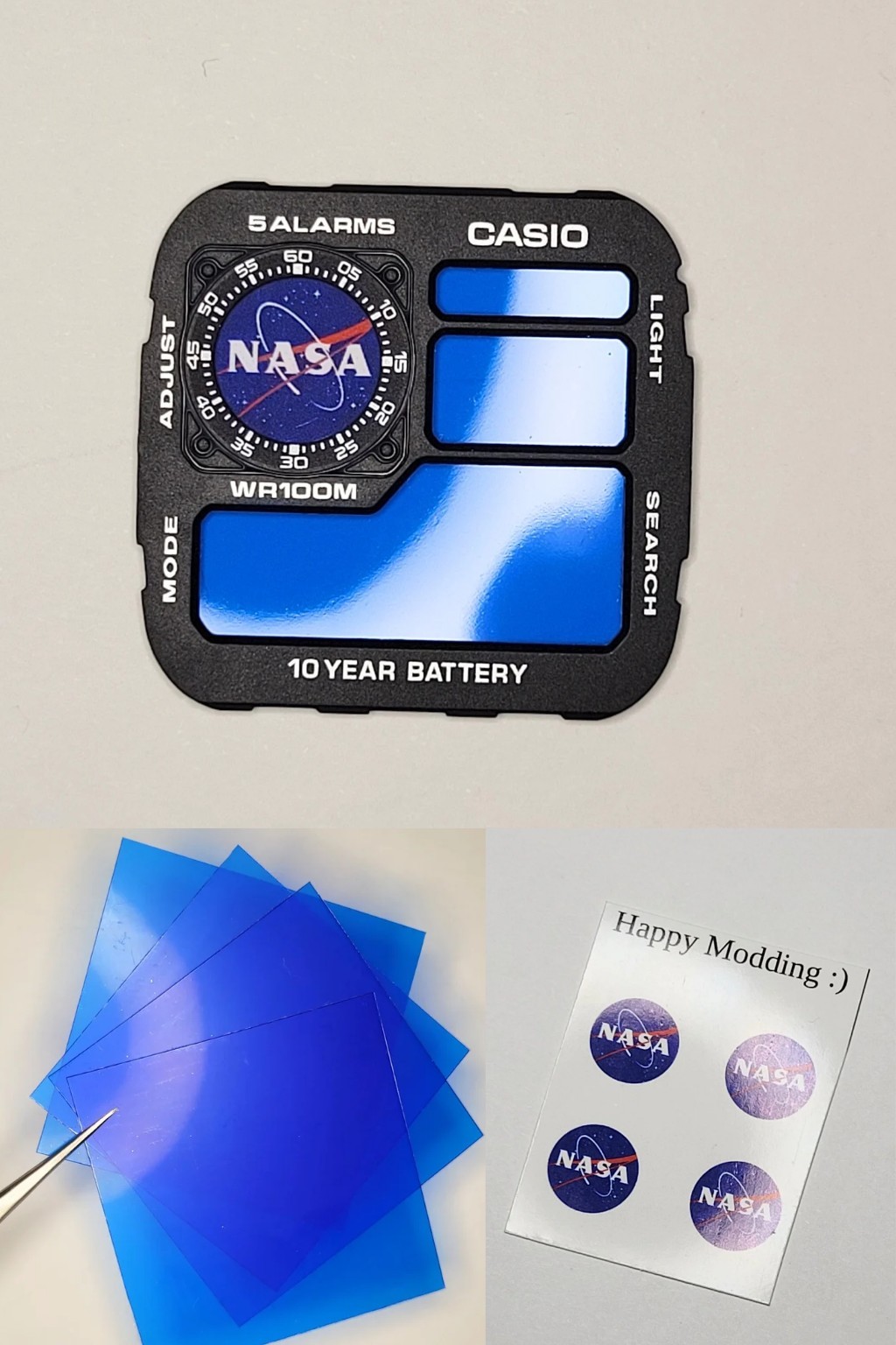 Casio AE-1200 Nasa Decals + 4 Color Filters Combo Mod Kit