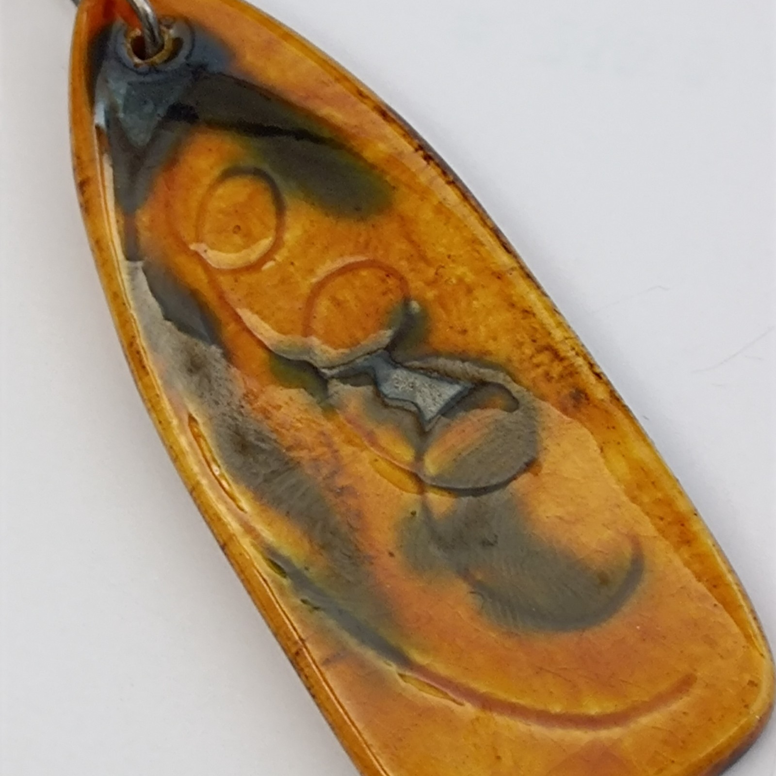 VTG Silver Modernist Israeli Enamel Necklace Abstract 60s 7Os Mustard Yellow 925