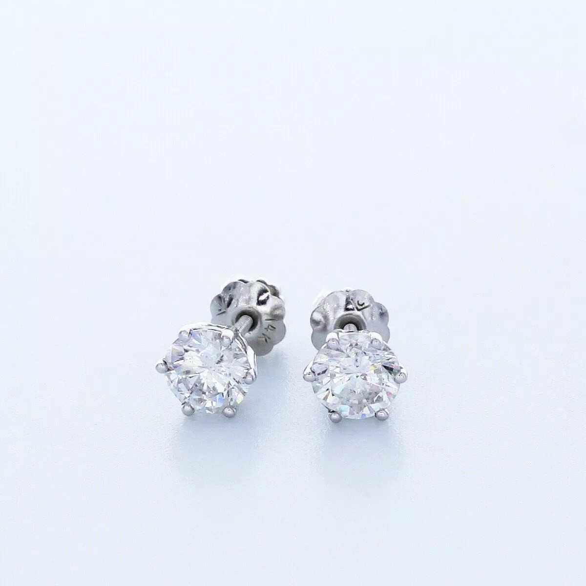 Stud Earrings Solid 14K White Gold Classic 1.03 CT Round Natural Diamond F SI1