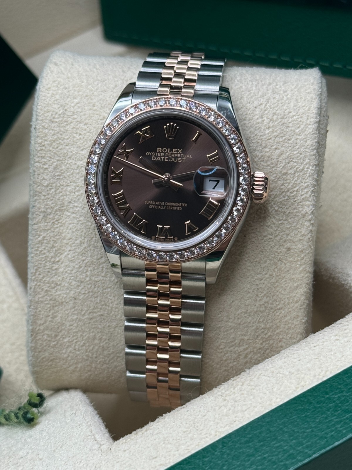 Rolex Lady-Datejust Unworn Chocolate Brown Roman Dial Diamond Bezel 279381RBR