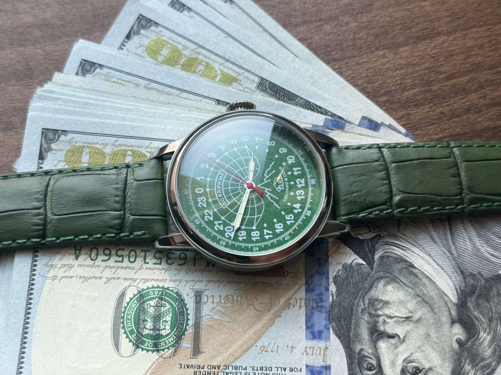 Watch 24h Mechanical Raketa Wrist Men Soviet USSR Polar Day Russian Rare Green