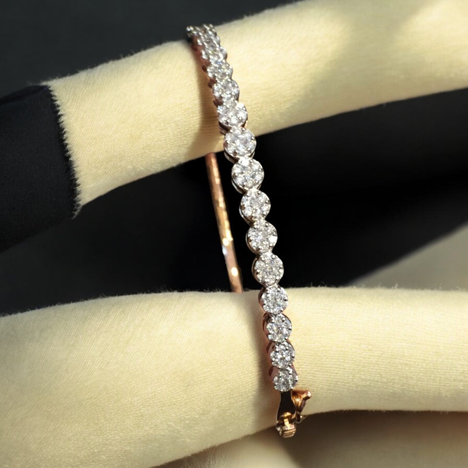 1.10 Cts Round Brilliant Cut Natural Diamonds One-Row Bracelet in 14K Rose Gold