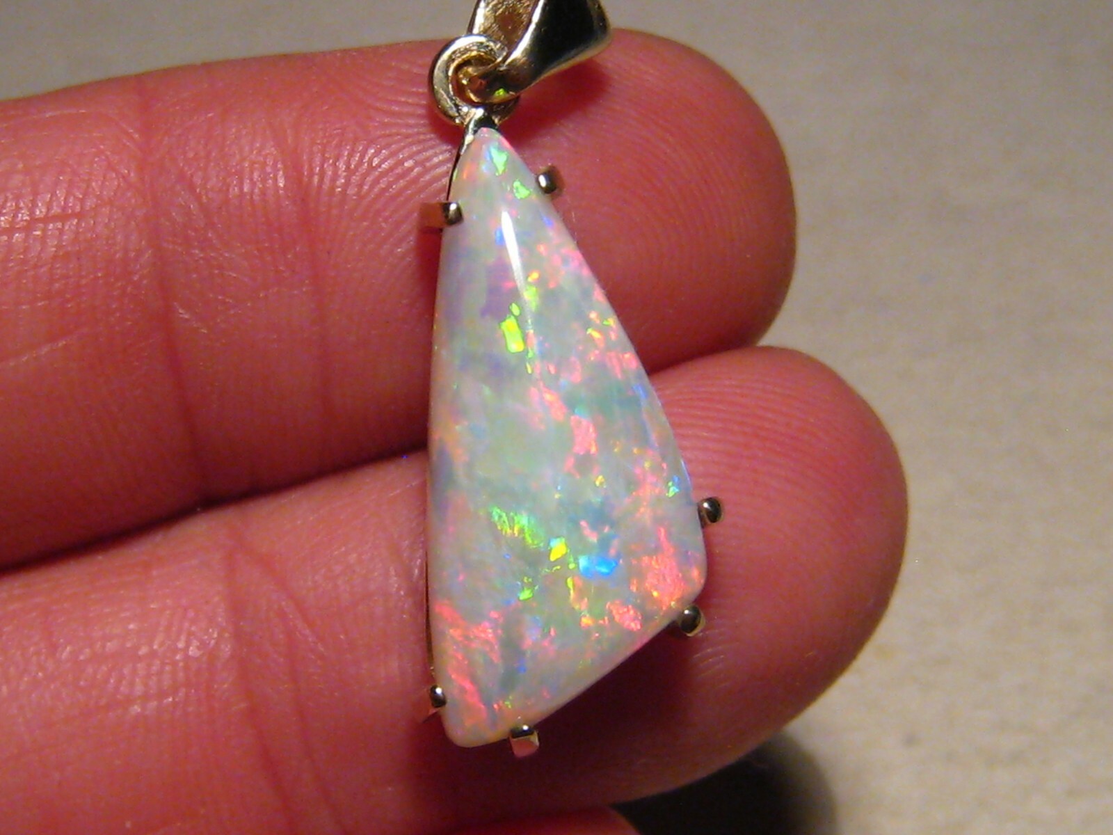 8.2 ct. Gem Opal Pendant , Solid 14 k yellow gold