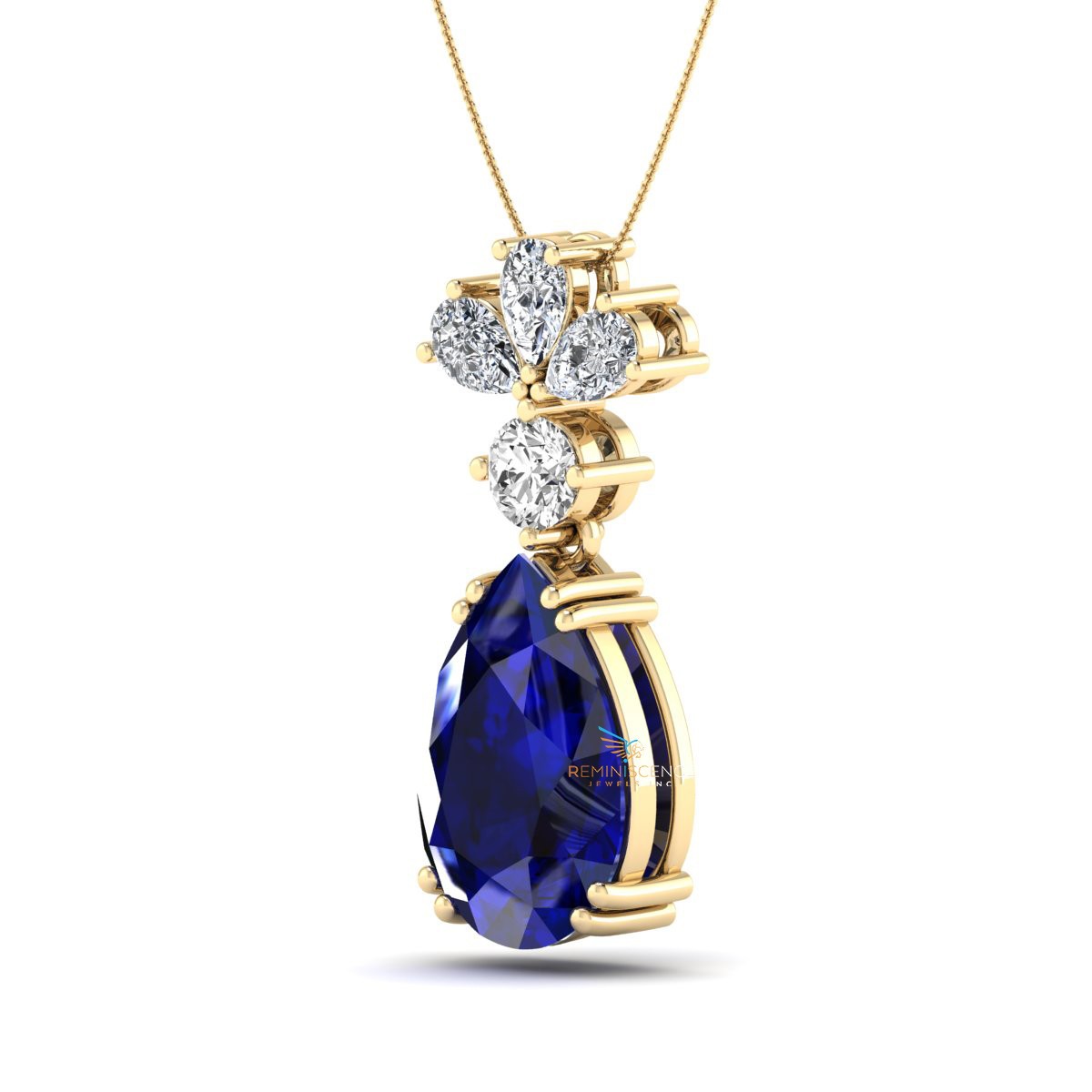 Pear Cut Lab Grown Diamond 14K White Gold Stylish Teardrop Women’s Necklace