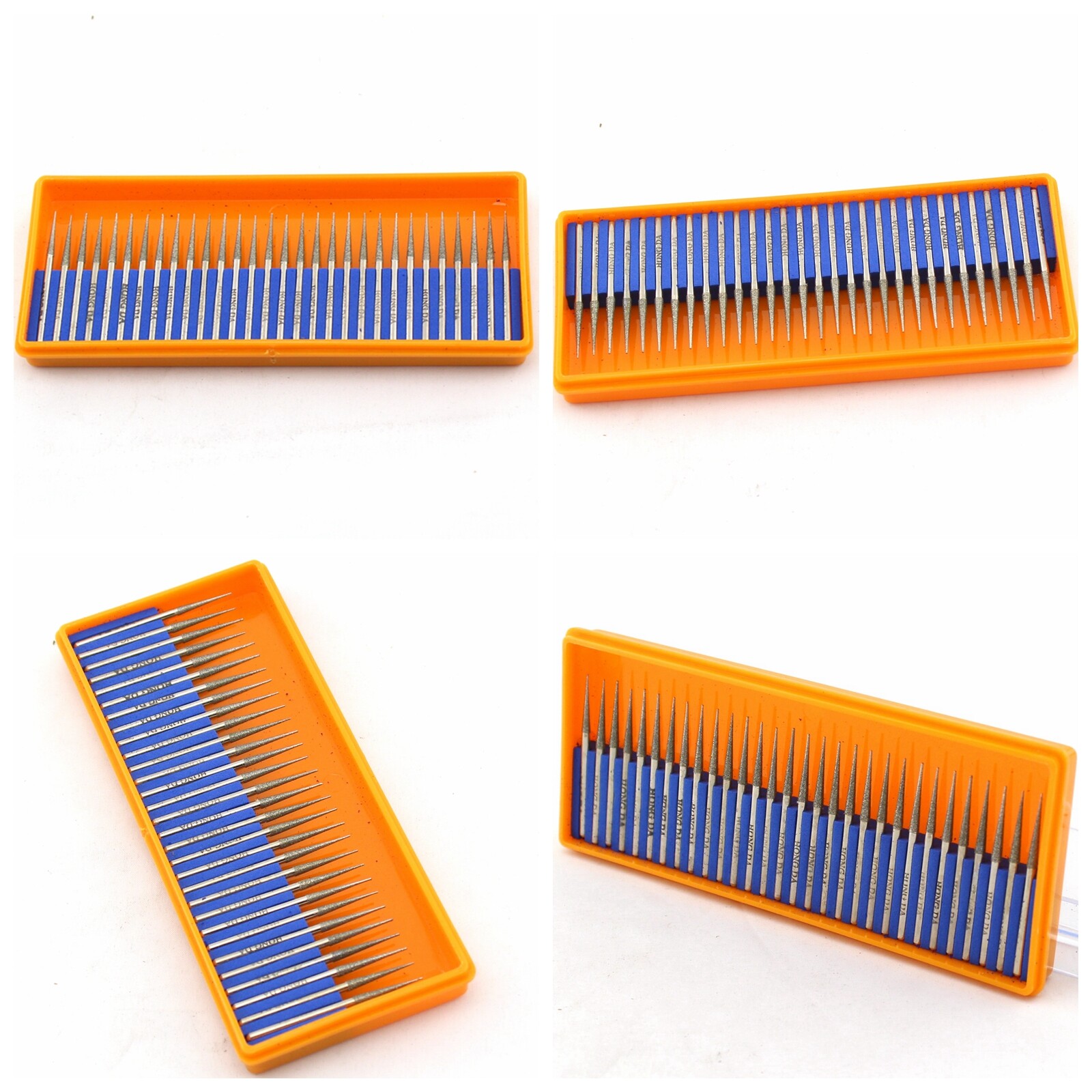 30Pcs Diamond Carving Burrs 2.35mm Conical Grinding Bit for Gem Stone Glass