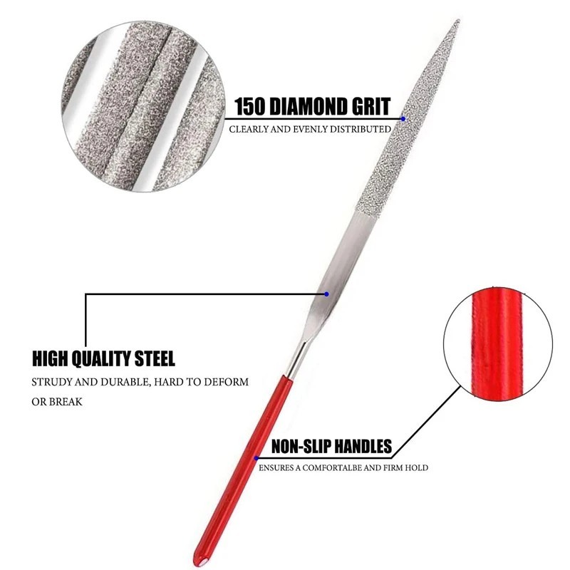 10pc Diamond Needle File Set Titanium Plated Jewelry Glass Stone Metal Tool 140m