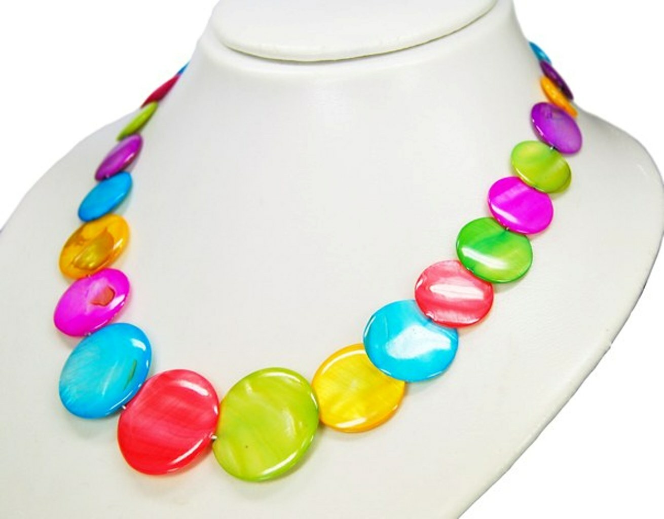 Beautiful Multicoloured Round Mother of Pearl Necklace Various Sizes