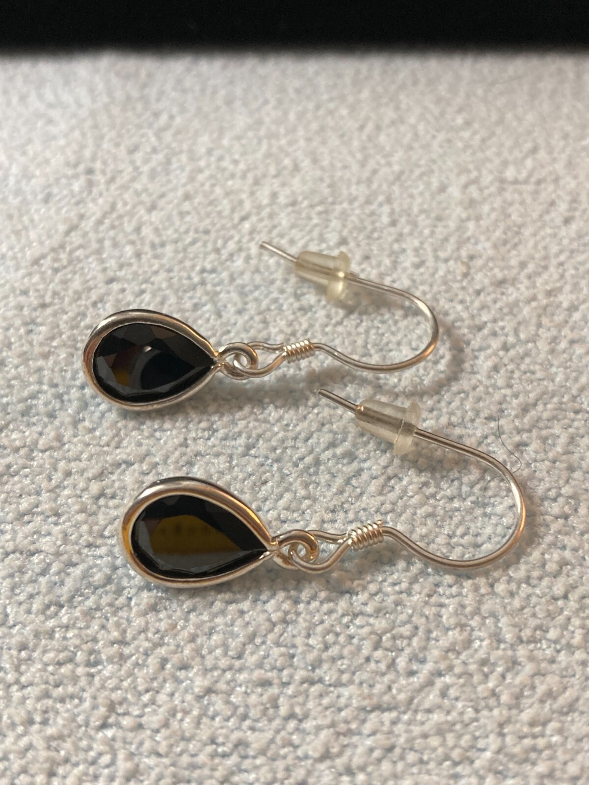 Natural Thai Black Spinel Drop Earrings .925 Sterling Silver 4.90 ctw Teardrops