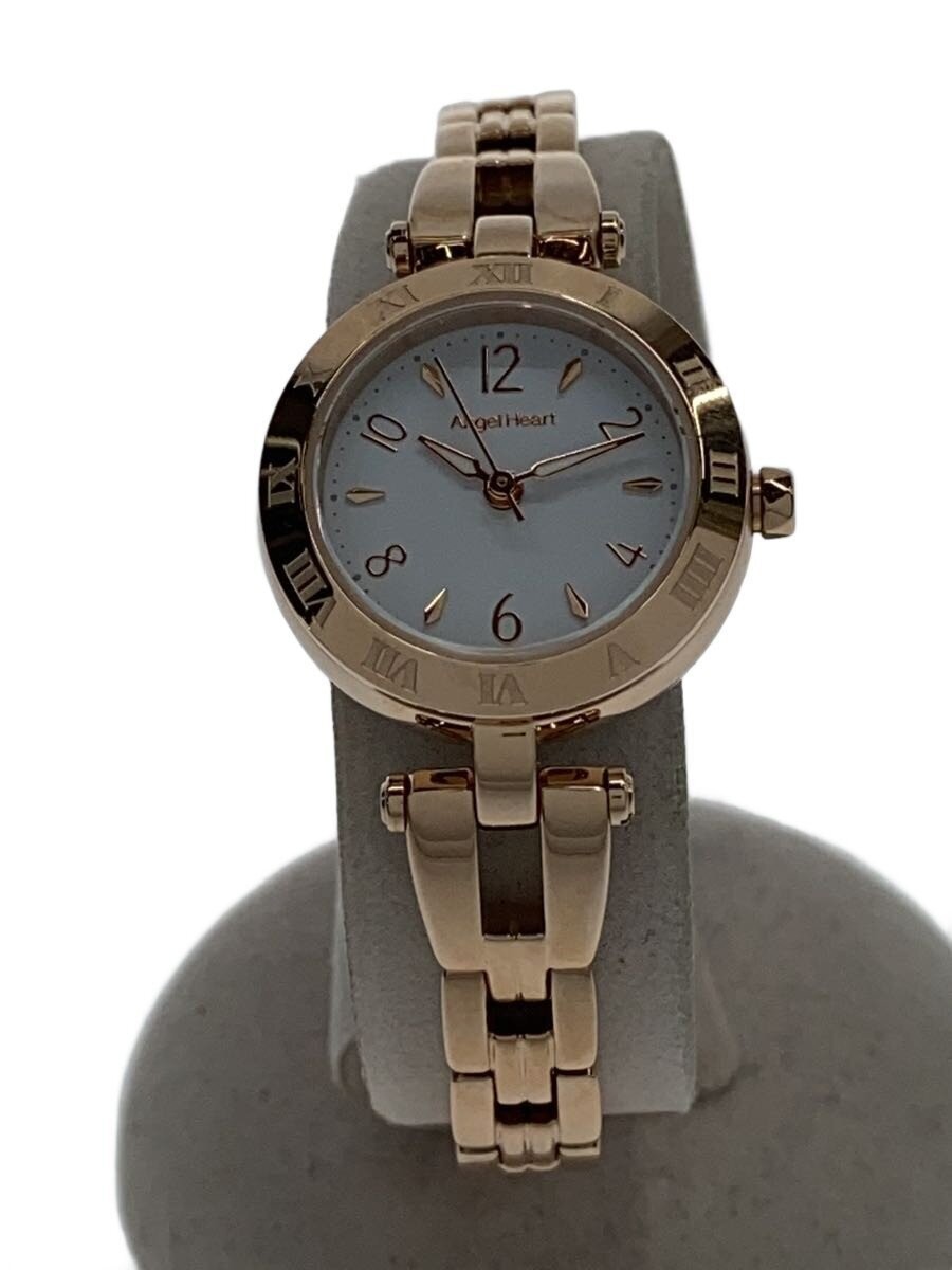 Angel Heart IT25 Solar Quartz Analog SS White Gold Mens Watch Excellent JAPAN