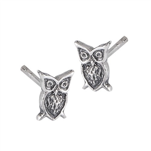 Sterling Silver Owl Stud Earring (1 pair) with butterfly backs