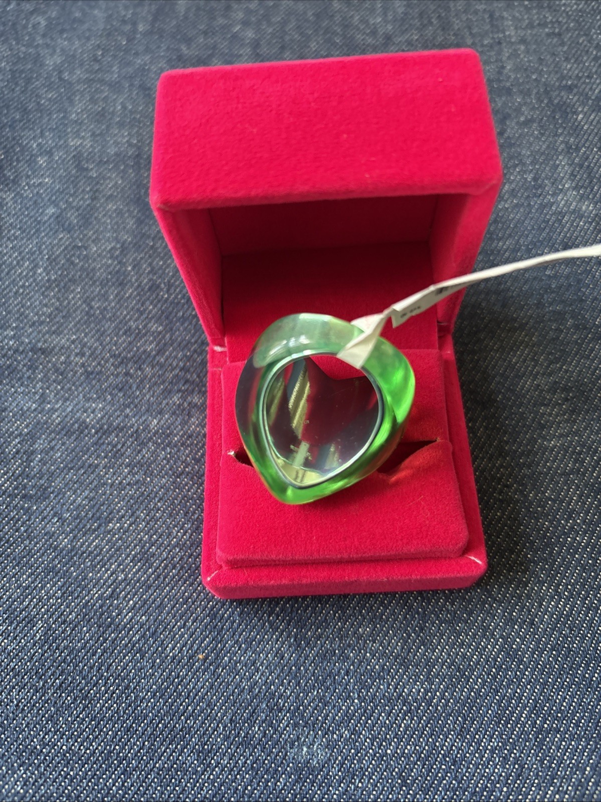 Kurt Geiger London Heart Jelly Eagle Cocktail Ring Green Size -8 New
