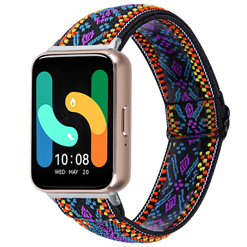 For Samsung Galaxy Fit 3 Bohemia Elastic Nylon Strap Replacement Watch Band