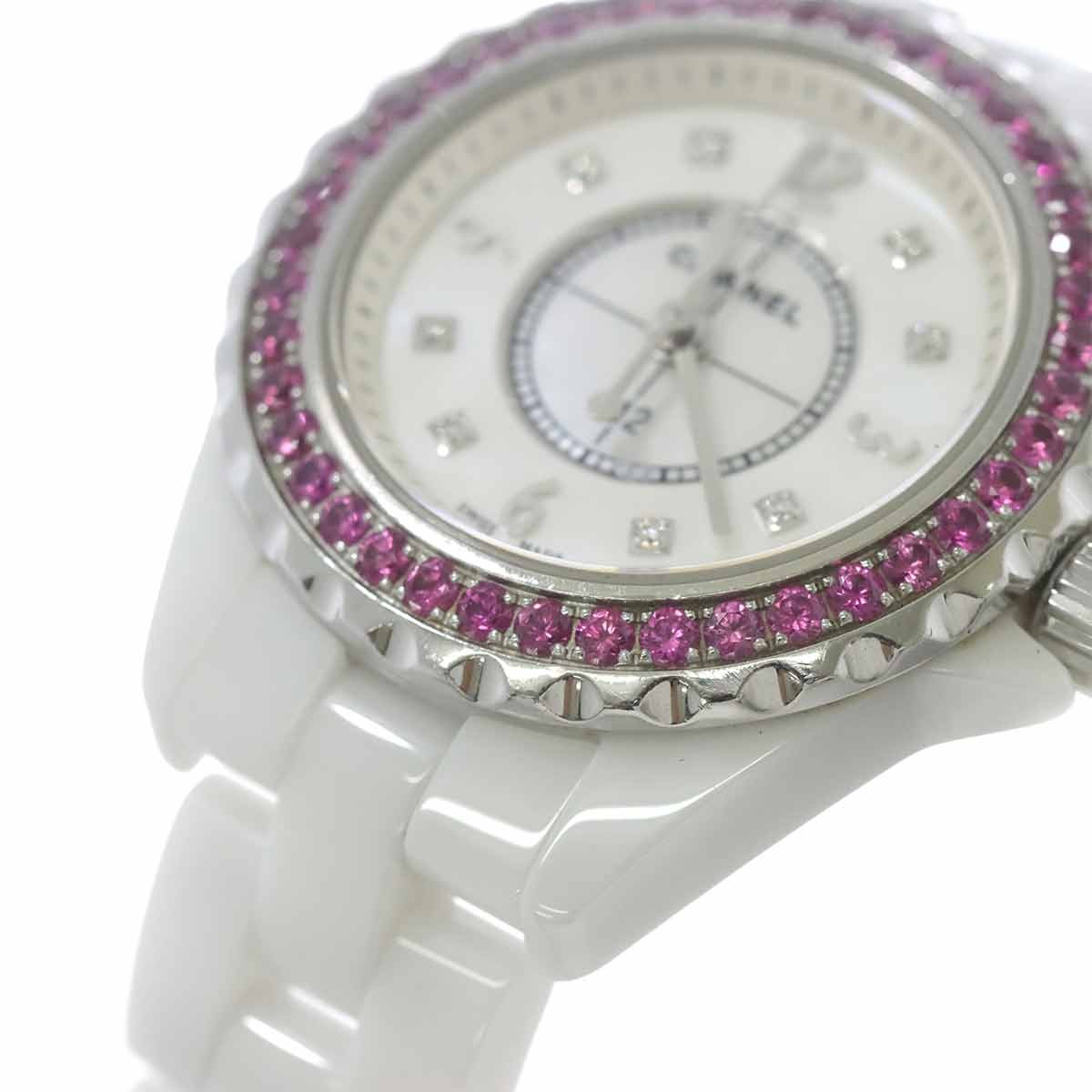 CHANEL J12 H3243 Pink Sapphire Bezel 8P Diamond White Shell Dial 90321219