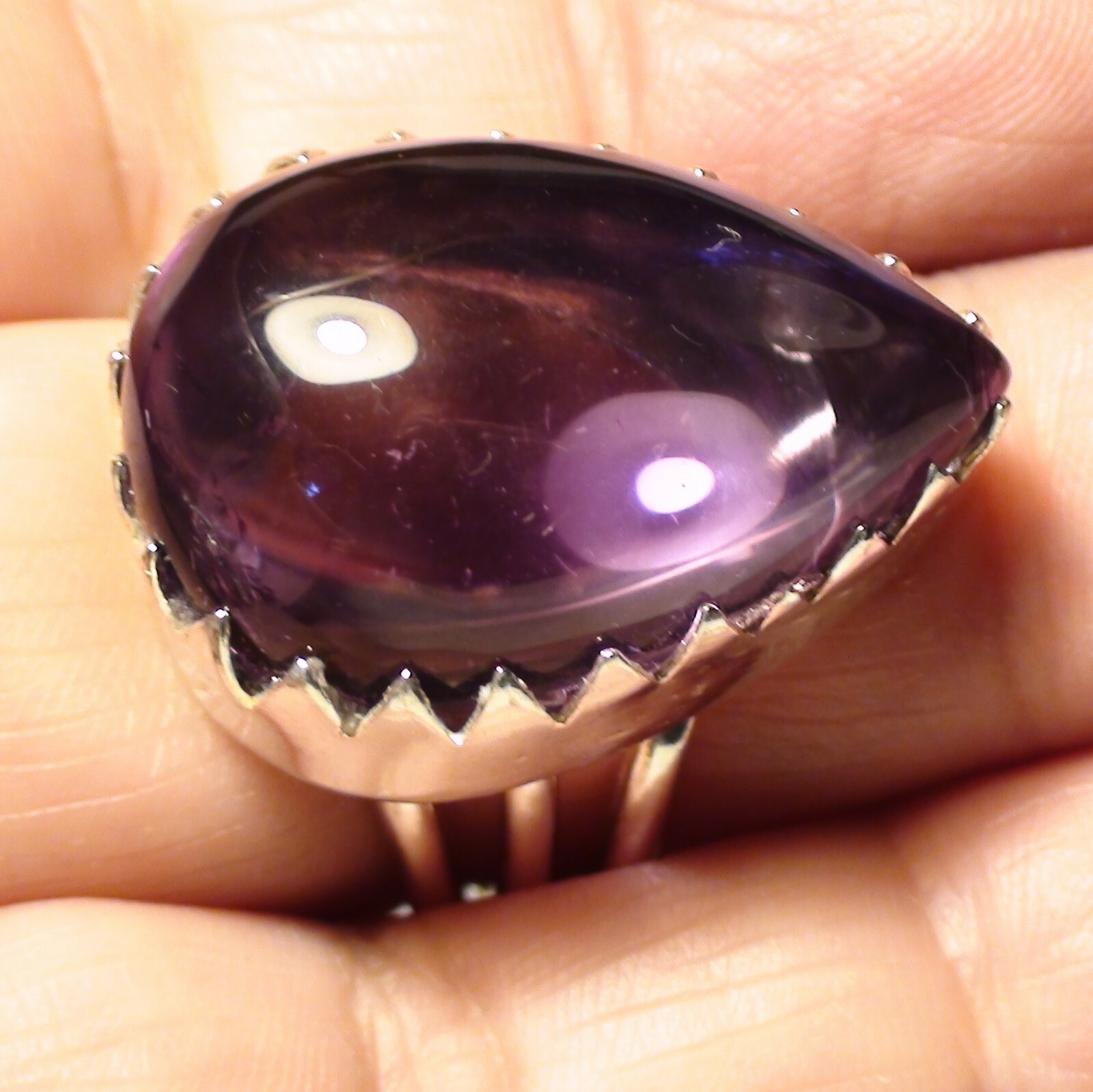 BIG! 46.35 ct NATURAL HIGH QUALITY COLOR CHANGE AMETHYST RING 925 SILVER.9.0