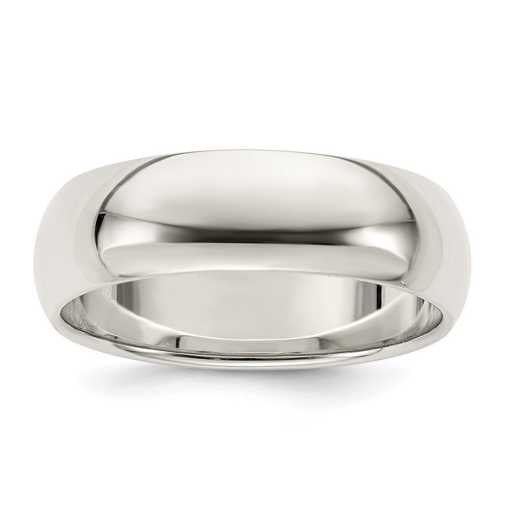 Sterling Silver 7mm Half Round Wedding Band Ring Size 9