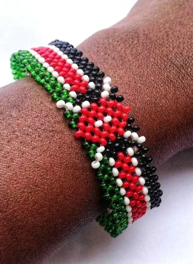 Wrist Band Bracelet Maasai Beaded Kenya Flag African Handmade Tribal Ethnic Gift