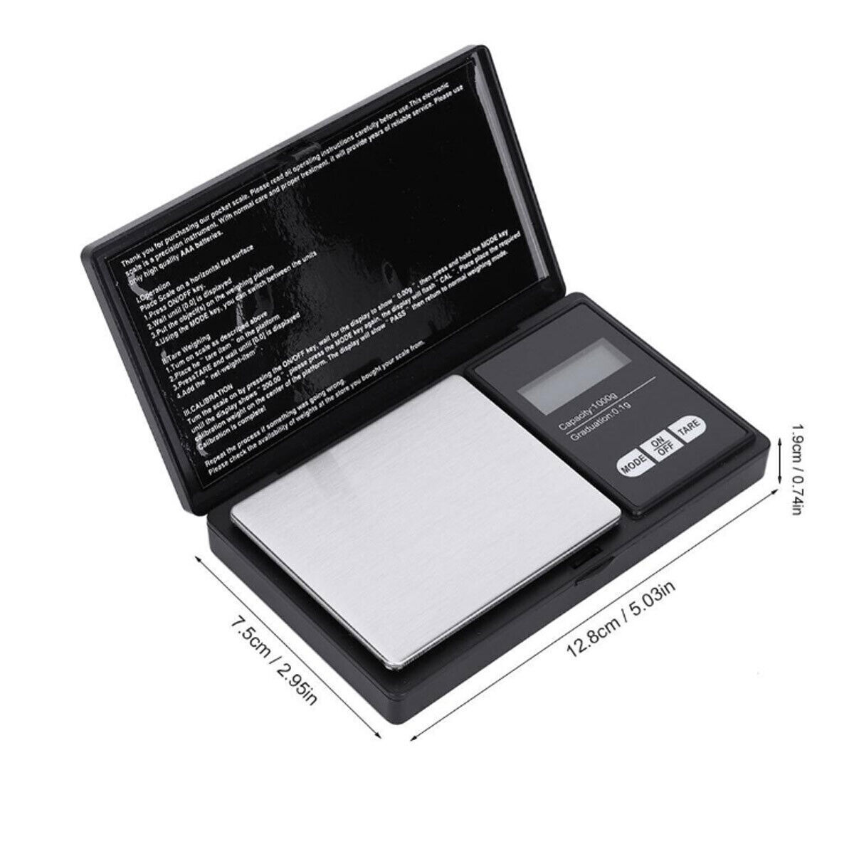 Digital Scale 1000g x 0.1g Jewelry Gold Silver Coin Gram Pocket Size Herb Grain