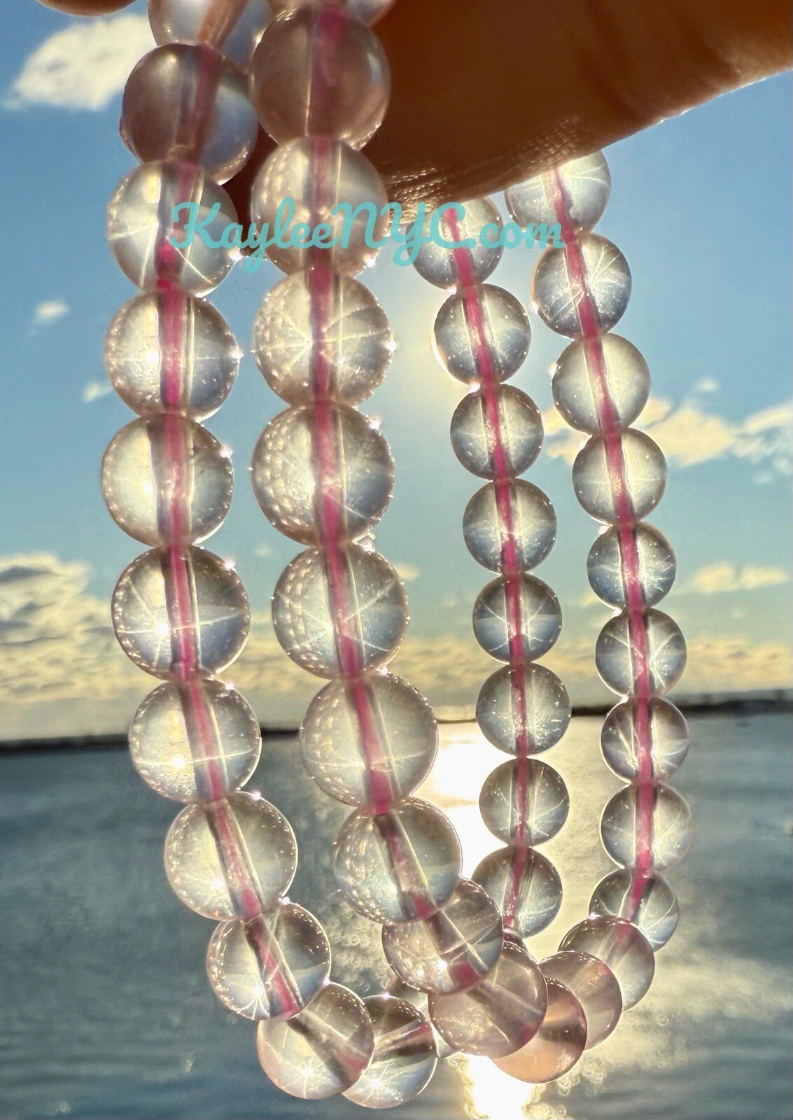Wholesale 6 Pcs Natural Star Rose Quartz 6mm 7.5” Crystal Stretch Bracelet