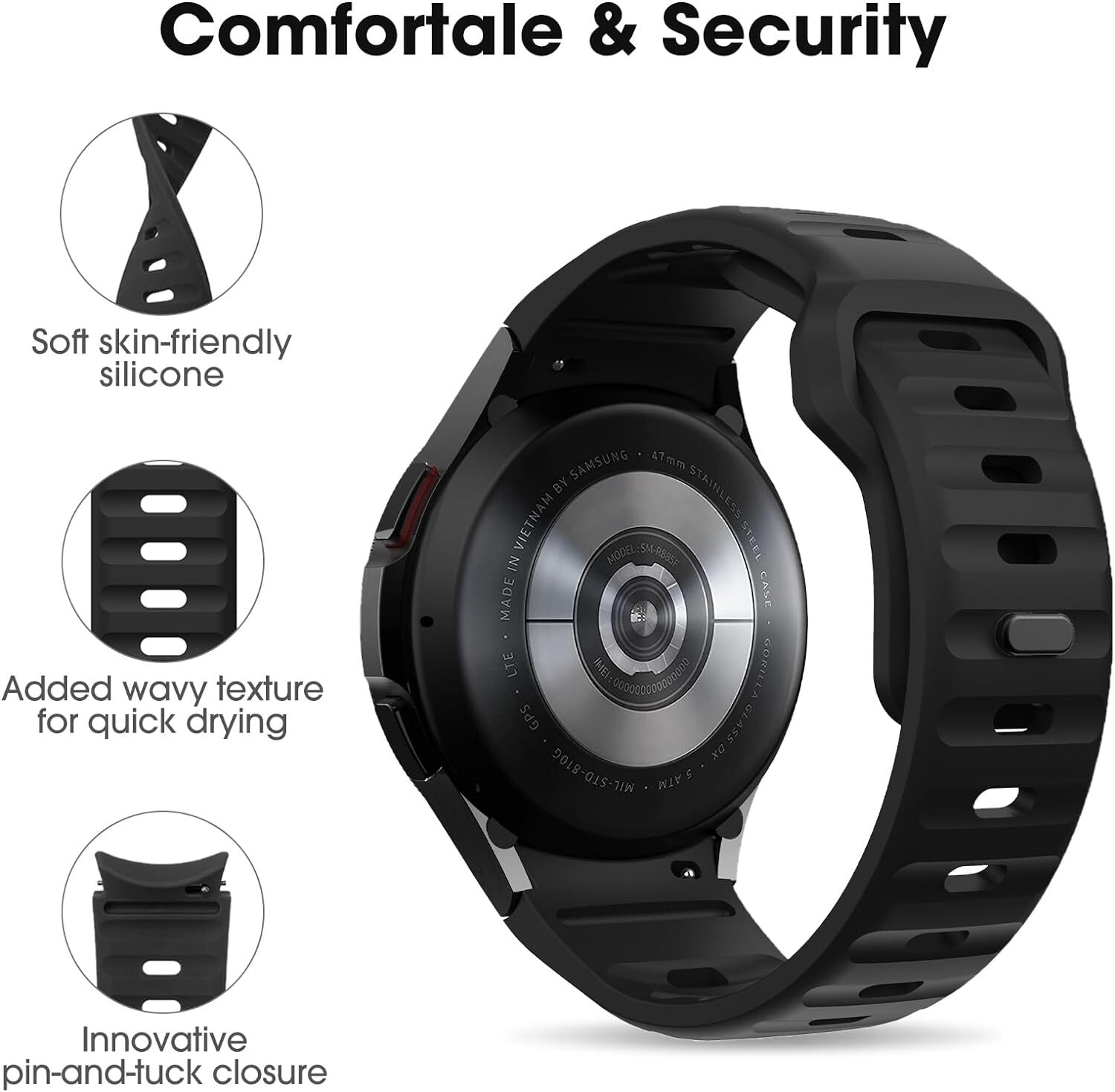 2 Pack Rugged No Gap Band for Samsung Galaxy Watch 6 5 4 40/44mm Classic 42/43mm