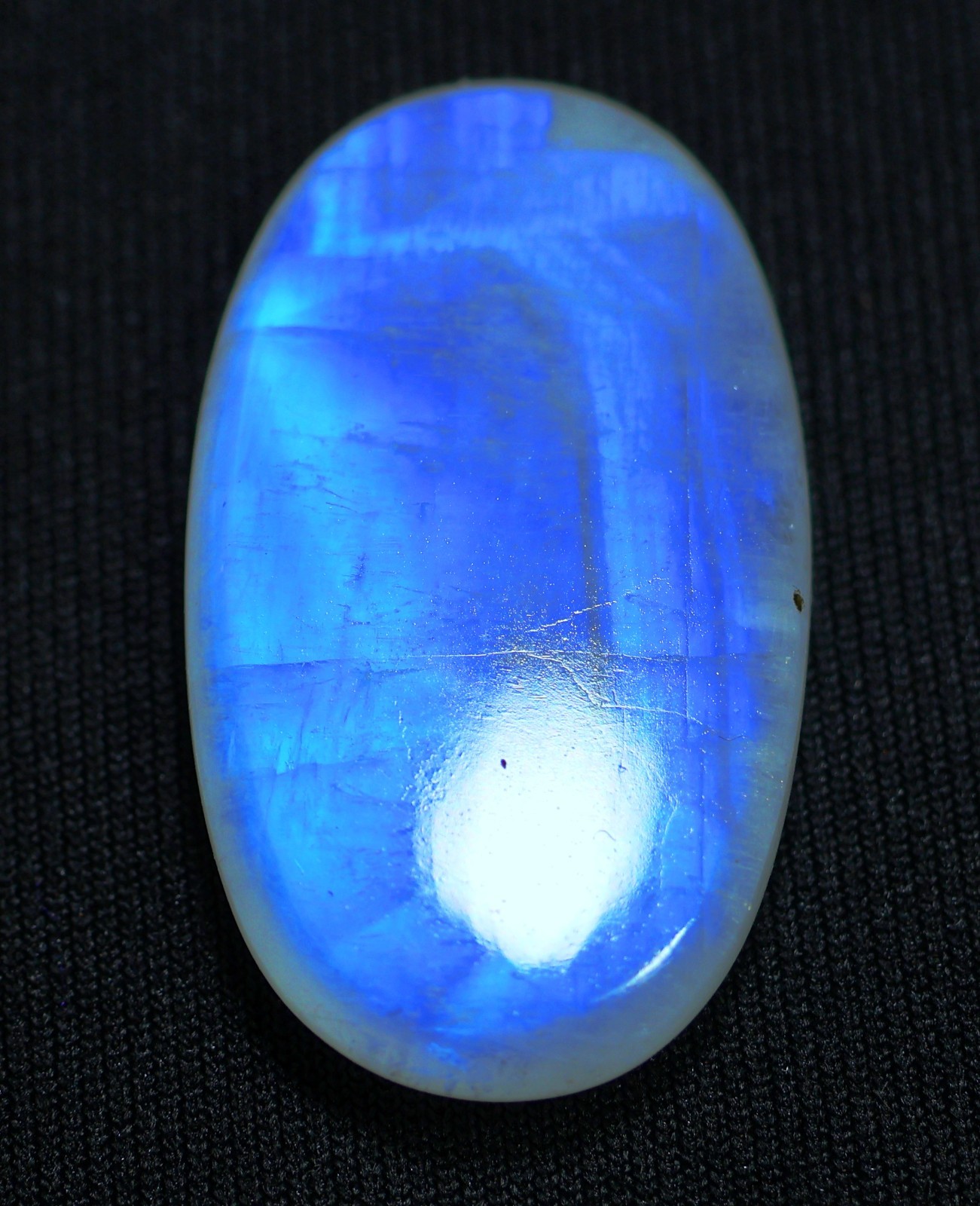37 Ct 7X19X32 mm Natural Blue Fire Rainbow Moonstone Oval Cabochon Gems RU-19